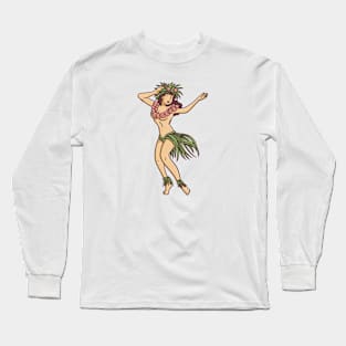 Retro Hawaiian Hula Girl Dancer Long Sleeve T-Shirt